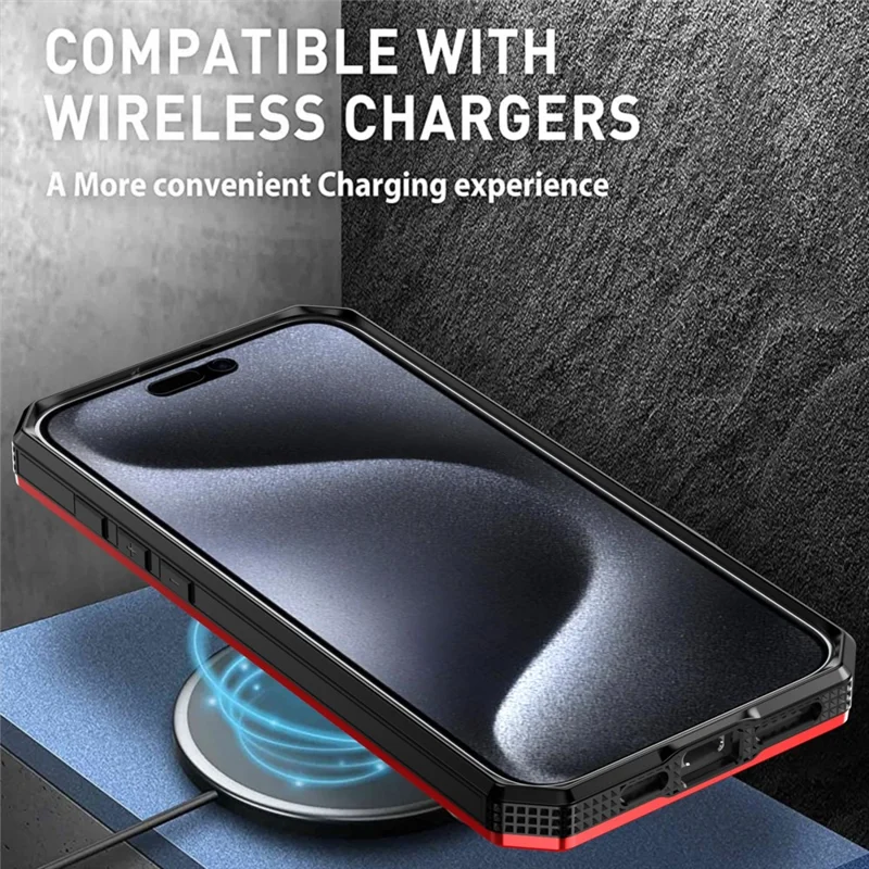 Pour iPhone 16 Pro Max Kickstand Case TPU+PC Magnetic Phone Cover - Rouge