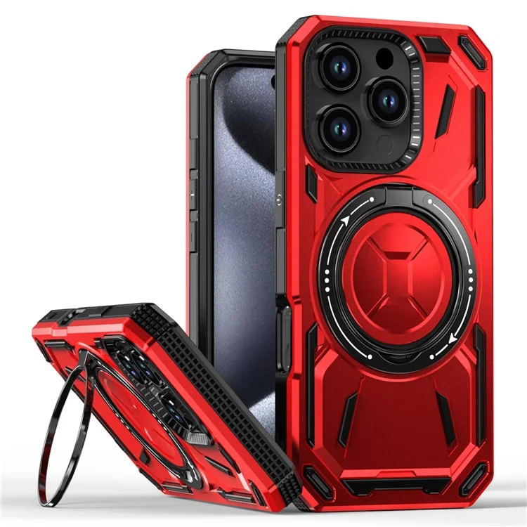 Funda para iPhone 16 Pro de TPU+PC con tapa magnética y soporte - Roja