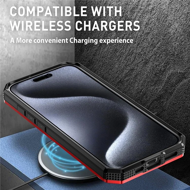 Funda para iPhone 16 Pro de TPU+PC con tapa magnética y soporte - Roja