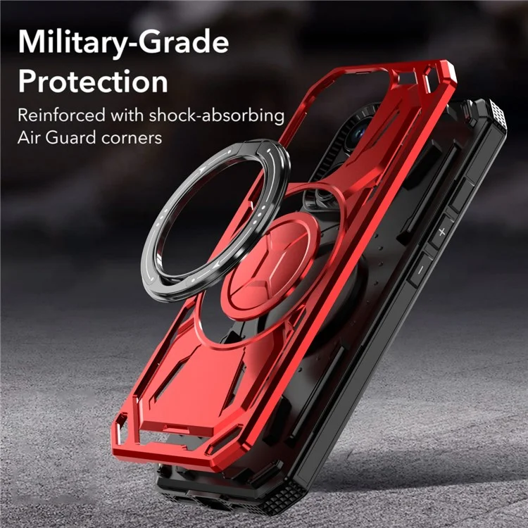 Funda para iPhone 16 Pro de TPU+PC con tapa magnética y soporte - Roja