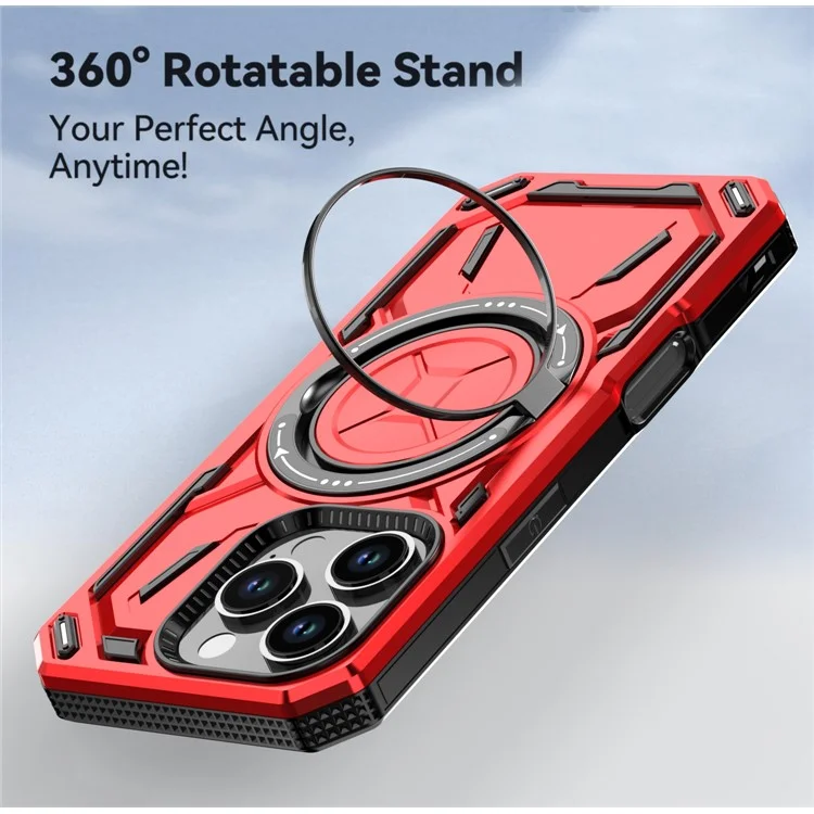 Funda para iPhone 16 Pro de TPU+PC con tapa magnética y soporte - Roja