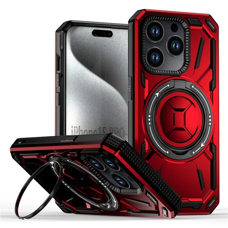 For iPhone 15 Pro Case Compatible with MagSafe Kickstand Phone Cover - Red