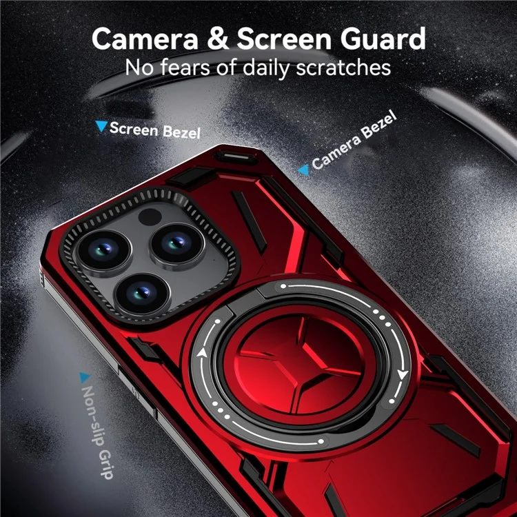 For iPhone 15 Pro Case Compatible with MagSafe Kickstand Phone Cover - Red