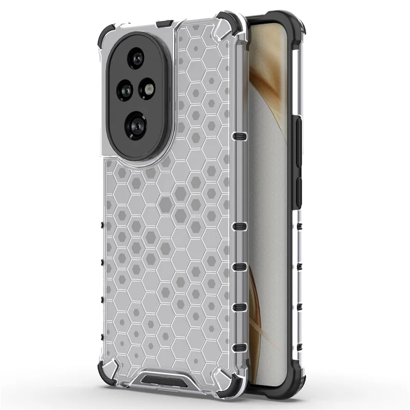 For Honor 200 Pro 5G Case  PC+TPU Phone Cover Honeycomb Shape - Grey
