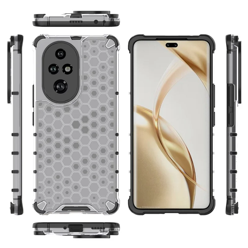 For Honor 200 Pro 5G Case  PC+TPU Phone Cover Honeycomb Shape - Grey