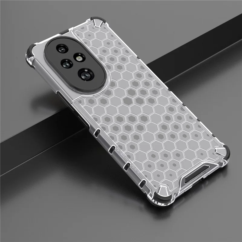 For Honor 200 Pro 5G Case  PC+TPU Phone Cover Honeycomb Shape - Grey