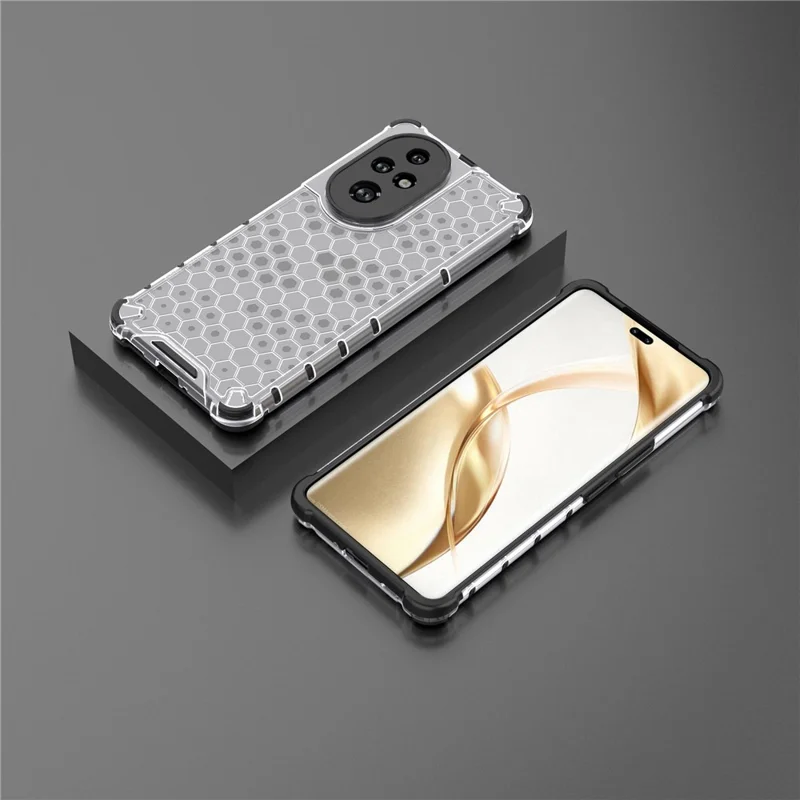 For Honor 200 Pro 5G Case  PC+TPU Phone Cover Honeycomb Shape - Grey