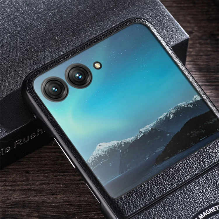 Чехол Для Motorola Razr 50 5G, совместимый с MagSafe, кожаный+ПК, черный