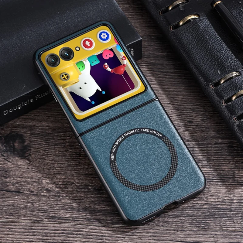 For Motorola Razr 60 / Razr 50 5G Magnetic Case Leather+PC Phone Cover - Green