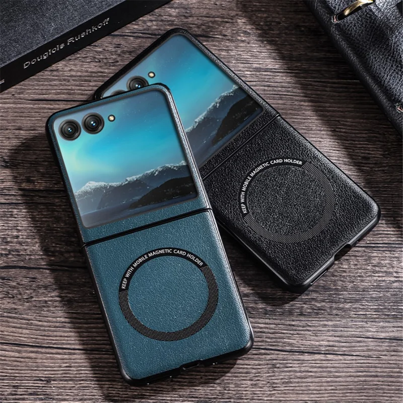 For Motorola Razr 60 / Razr 50 5G Magnetic Case Leather+PC Phone Cover - Green