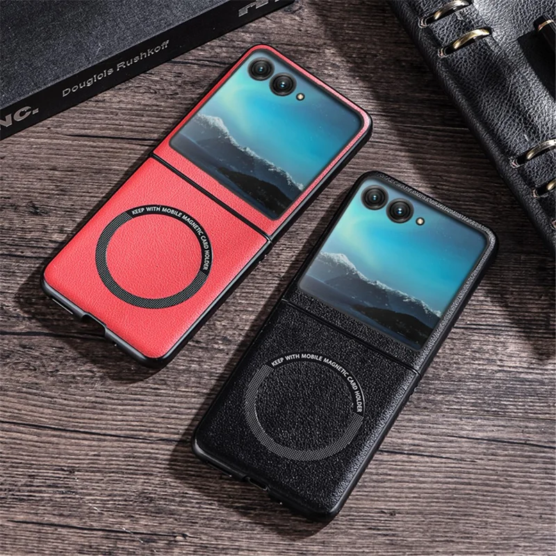 For Motorola Razr 60 / Razr 50 5G Magnetic Case Leather+PC Phone Cover - Green