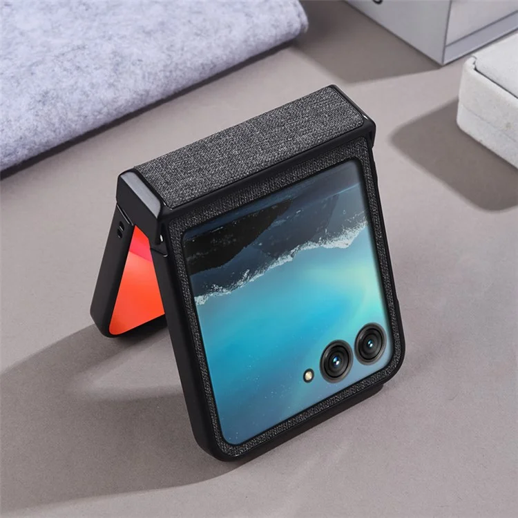 Para Motorola Razr 50 5G Funda Magnética con Diseño de Bisagra Cubierta de PC+Tela para Teléfono - Gris
