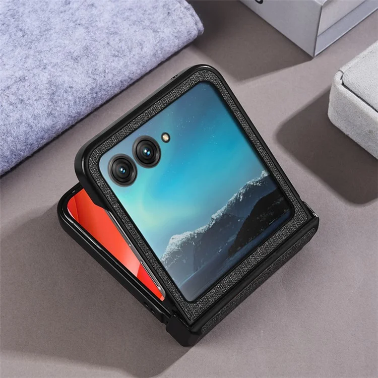 Para Motorola Razr 50 5G Funda Magnética con Diseño de Bisagra Cubierta de PC+Tela para Teléfono - Gris