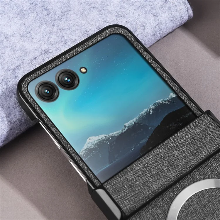 Para Motorola Razr 50 5G Funda Magnética con Diseño de Bisagra Cubierta de PC+Tela para Teléfono - Gris