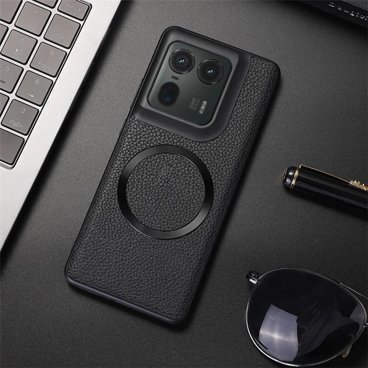 Para Motorola Edge 50 Ultra 5G / Moto X50 Ultra 5G Funda magnética Textura de Litchi Cuero PU+TPU Cubierta del teléfono - Negro
