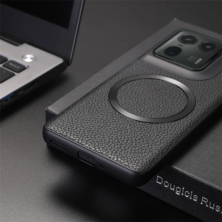 Para Motorola Edge 50 Ultra 5G / Moto X50 Ultra 5G Funda magnética Textura de Litchi Cuero PU+TPU Cubierta del teléfono - Negro