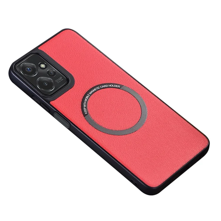 Para el caso de Motorola Moto G 5G (2024) Antichoque PU Piel+Funda TPU Compatible con MagSafe - Rojo