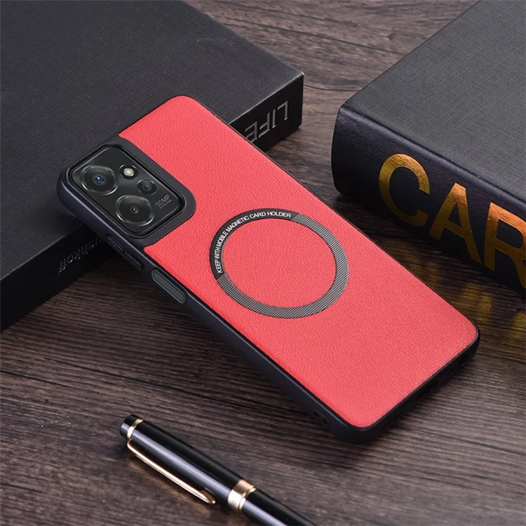 Para el caso de Motorola Moto G 5G (2024) Antichoque PU Piel+Funda TPU Compatible con MagSafe - Rojo