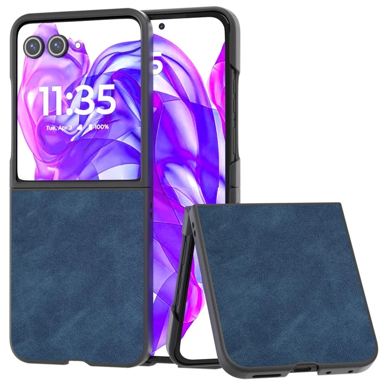 ABEEL Para Motorola Razr 50 Ultra 5G Capa Preta Borda PU Leather+PC Dobrável Capa de Telefone - Azul