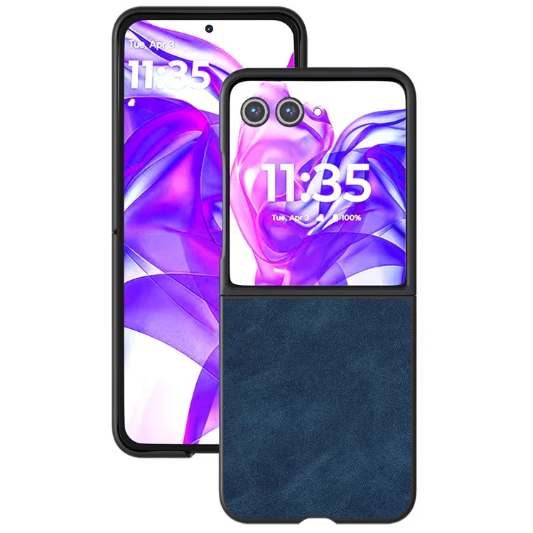 ABEEL Para Motorola Razr 50 Ultra 5G Capa Preta Borda PU Leather+PC Dobrável Capa de Telefone - Azul