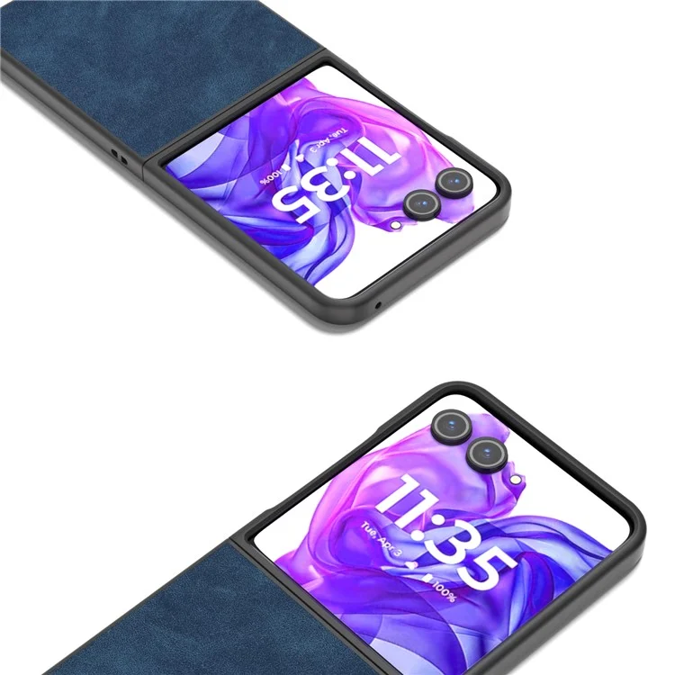 ABEEL Para Motorola Razr 50 Ultra 5G Capa Preta Borda PU Leather+PC Dobrável Capa de Telefone - Azul