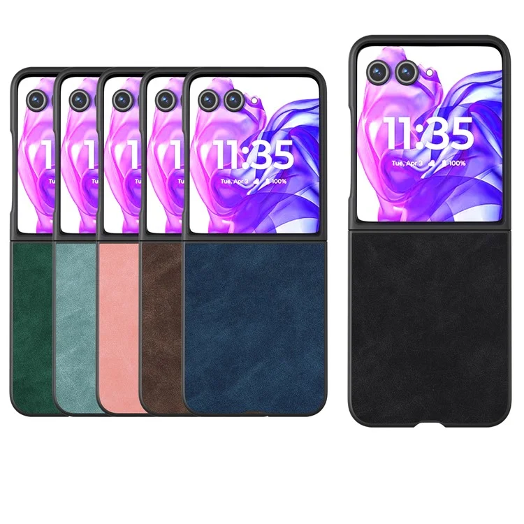 ABEEL Para Motorola Razr 50 Ultra 5G Capa Preta Borda PU Leather+PC Dobrável Capa de Telefone - Azul