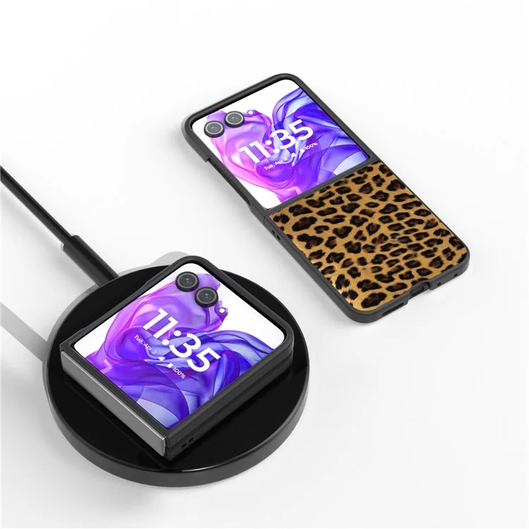ABEEL Für Motorola Razr 50 Ultra 5G Hülle PU+PC Back Handyhülle mit Leopardenmuster - Gold