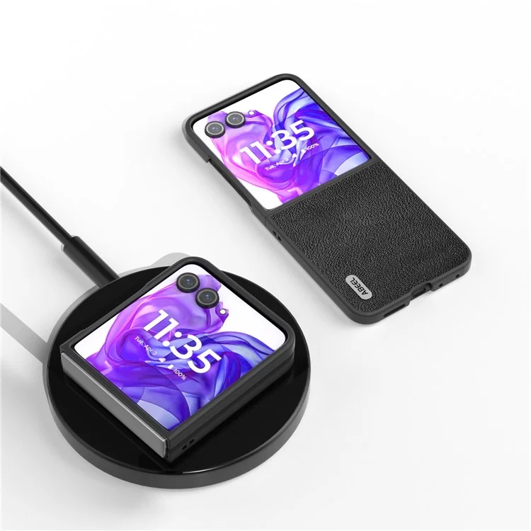 ABEEL Для Motorola Razr 50 Ultra 5G Чехол Литчи Текстура Нескользящий Телефонный Чехол - Черный