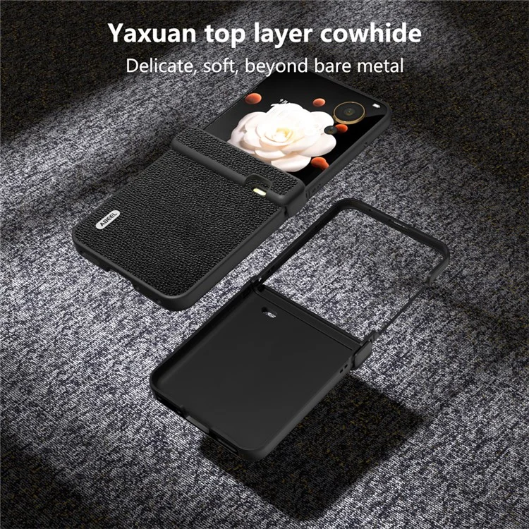 Étui ABEEL For Honor Magic V Flip 5G Charnière Protection Texture Litchi Anti-Dérapant - Noir