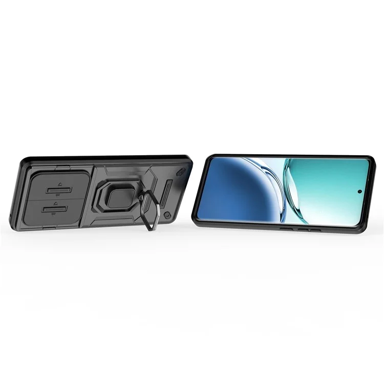 Чехол для Oppo F27 Pro+ 5G с держателем для ремня ПК+ТПУ, защитой для объектива - черный