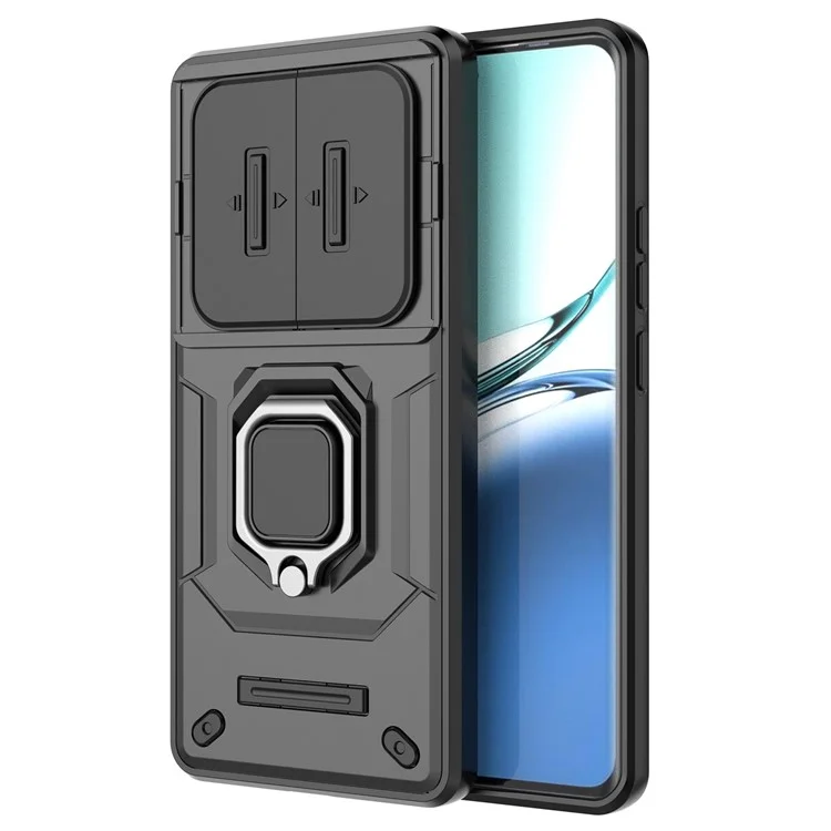 Чехол для Oppo F27 Pro+ 5G с держателем для ремня ПК+ТПУ, защитой для объектива - черный