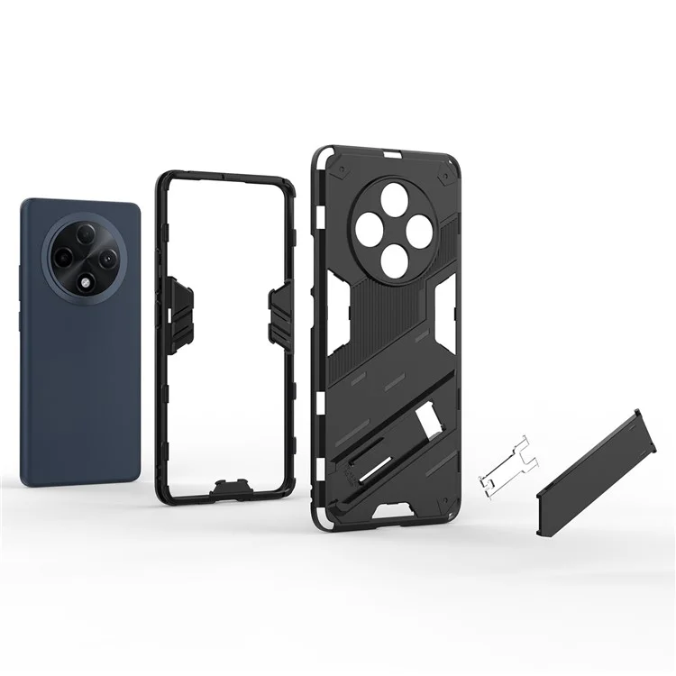 Per Oppo F27 Pro+ 5G Custodia Supporto Ibrida Rigida PC Morbida TPU Cover per Telefono - Nero