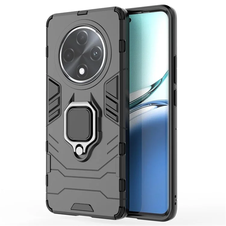 Coque de téléphone portable Pour Oppo F27 Pro+ 5G PC+TPU avec support - Noir
