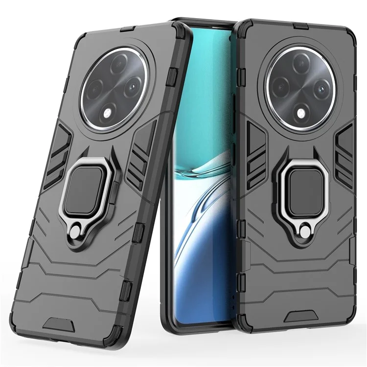 Coque de téléphone portable Pour Oppo F27 Pro+ 5G PC+TPU avec support - Noir