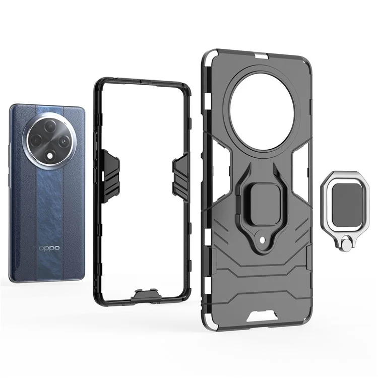 Coque de téléphone portable Pour Oppo F27 Pro+ 5G PC+TPU avec support - Noir