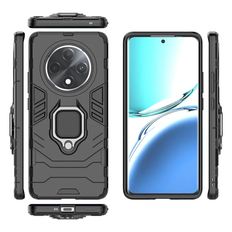 Coque de téléphone portable Pour Oppo F27 Pro+ 5G PC+TPU avec support - Noir