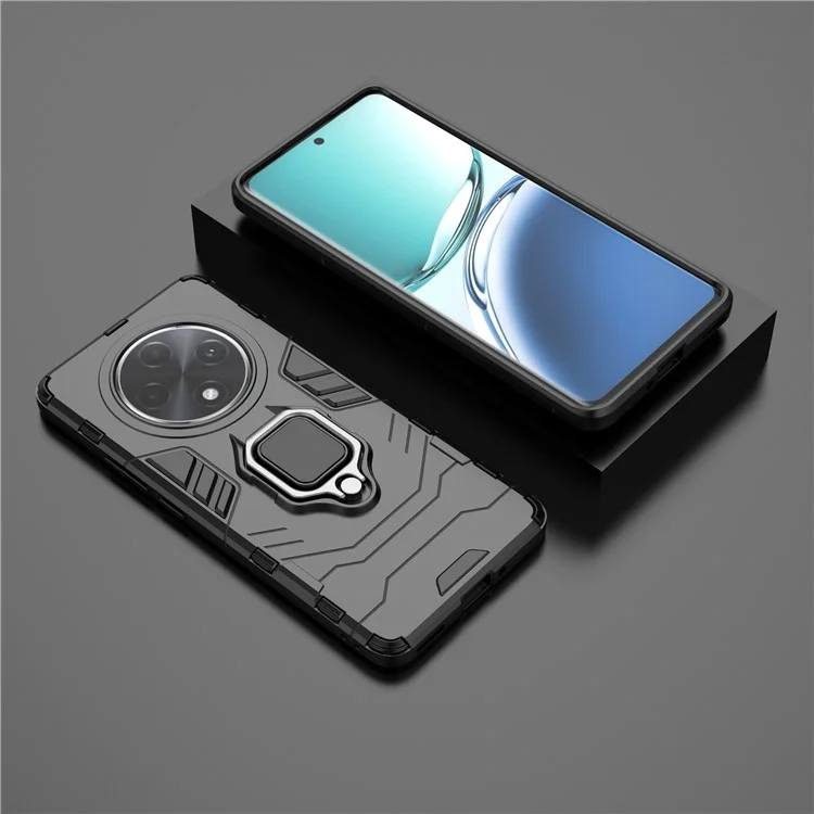 Coque de téléphone portable Pour Oppo F27 Pro+ 5G PC+TPU avec support - Noir