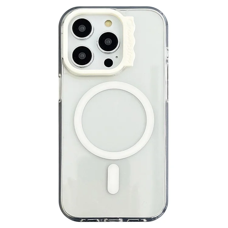 Coque pour iPhone 14 Pro, dos en PC transparent + étui magnétique en TPU - Blanc
