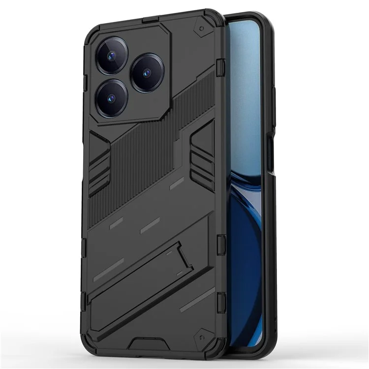 Para Realme C63 4G / C61 4G / Narzo N63 4G Capa com Suporte Híbrida de PC Rígido e TPU Macio - Preta