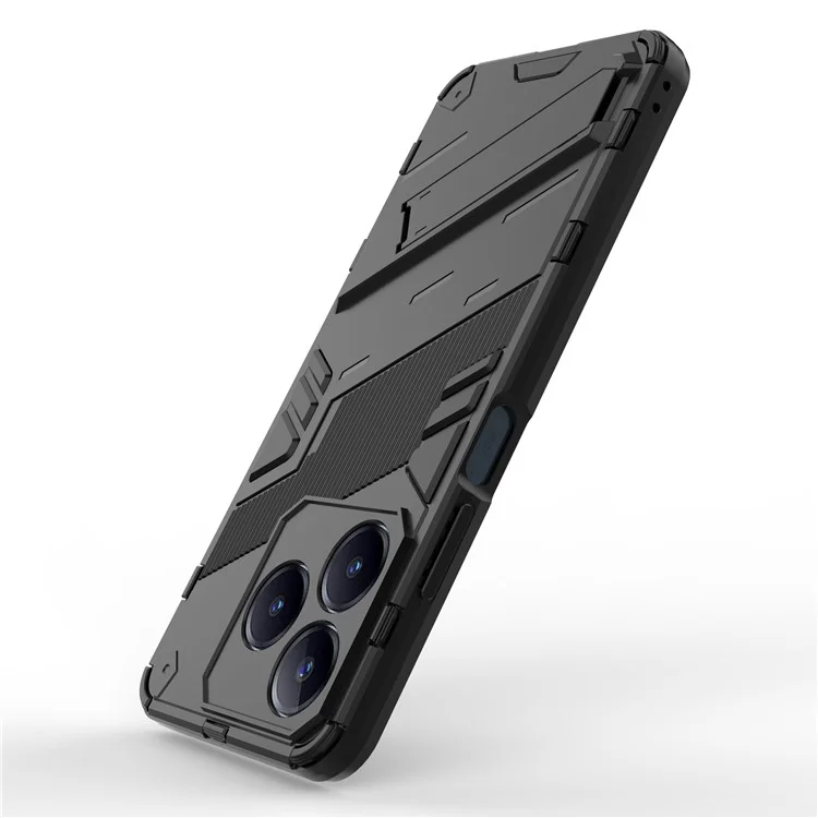 Para Realme C63 4G / C61 4G / Narzo N63 4G Capa com Suporte Híbrida de PC Rígido e TPU Macio - Preta