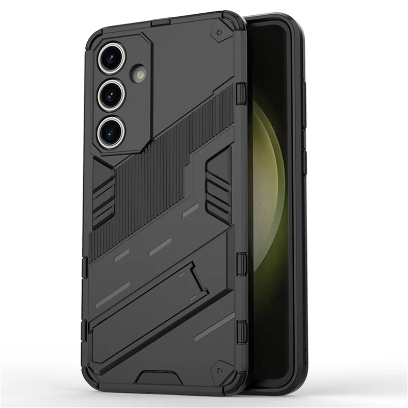 For Samsung Galaxy S24 FE Case Kickstand Hybrid Hard PC Soft TPU Phone Cover - Black