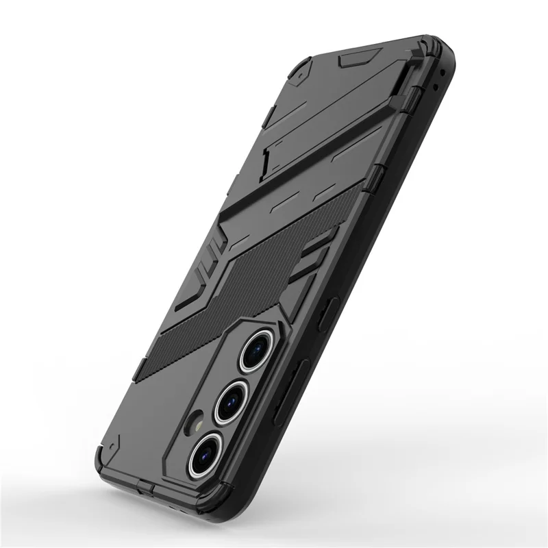 For Samsung Galaxy S24 FE Case Kickstand Hybrid Hard PC Soft TPU Phone Cover - Black