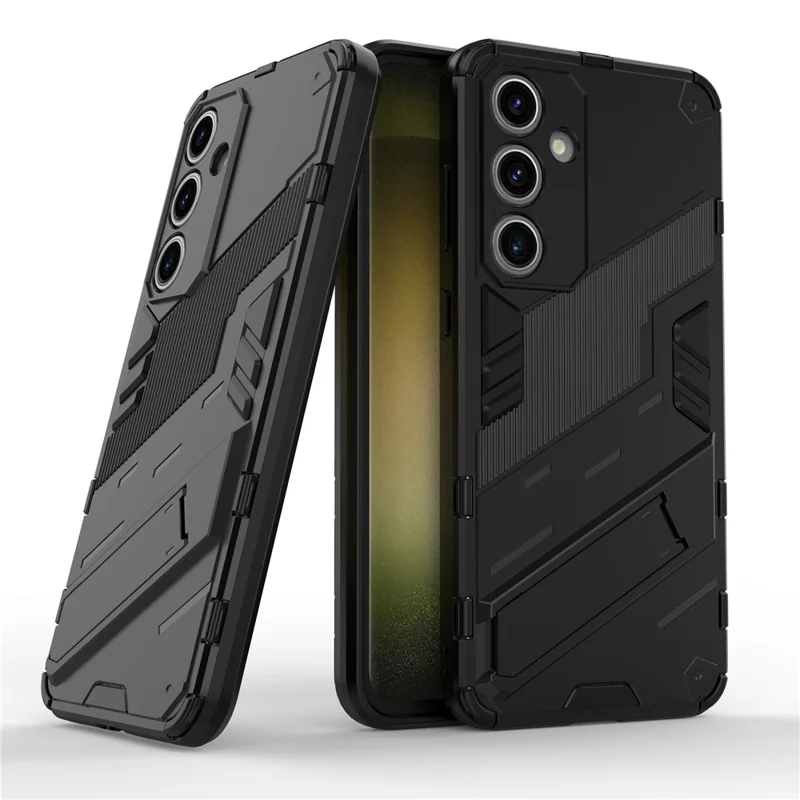 For Samsung Galaxy S24 FE Case Kickstand Hybrid Hard PC Soft TPU Phone Cover - Black