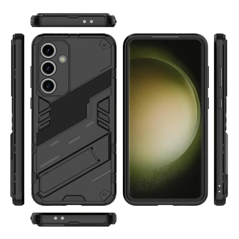 For Samsung Galaxy S24 FE Case Kickstand Hybrid Hard PC Soft TPU Phone Cover - Black