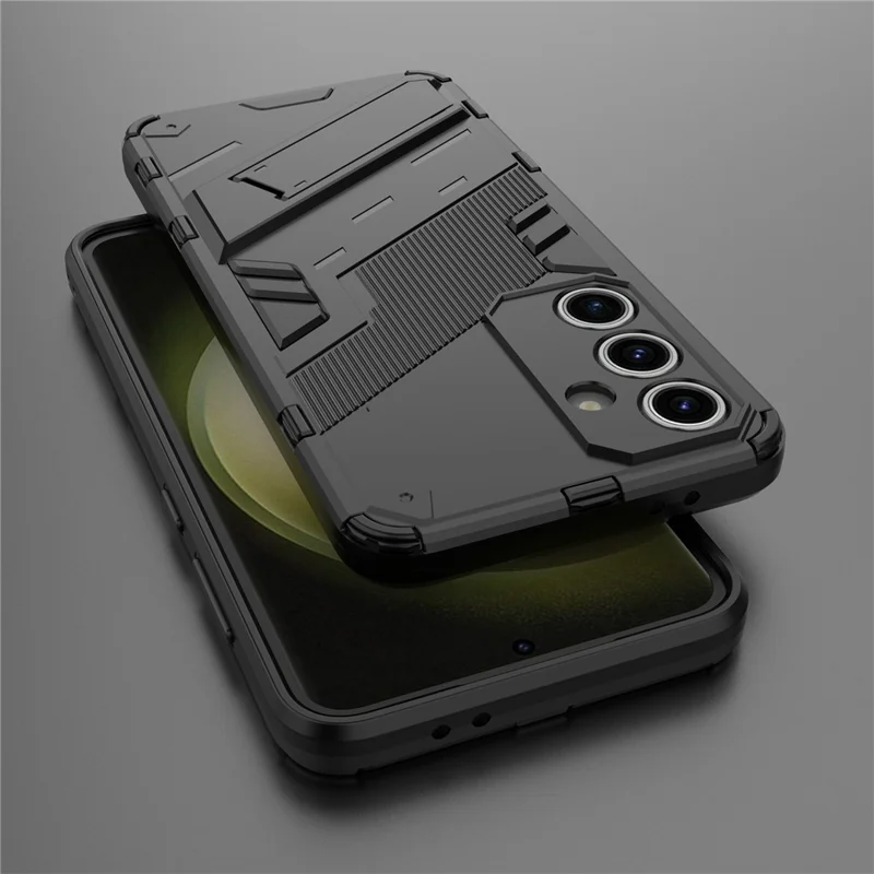 For Samsung Galaxy S24 FE Case Kickstand Hybrid Hard PC Soft TPU Phone Cover - Black