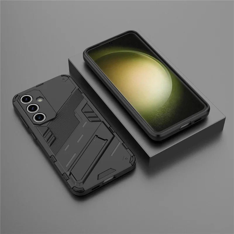 For Samsung Galaxy S24 FE Case Kickstand Hybrid Hard PC Soft TPU Phone Cover - Black