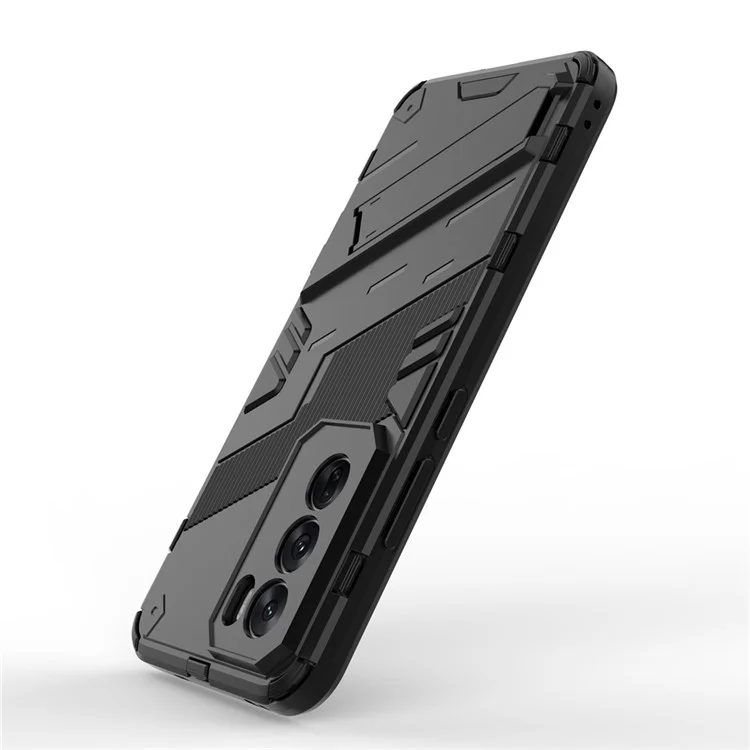 Для Oppo Reno12 Pro 5G (Global) Чехол с подставкой Гибридный жесткий ПК Мягкий TPU Чехол для телефона - Черный