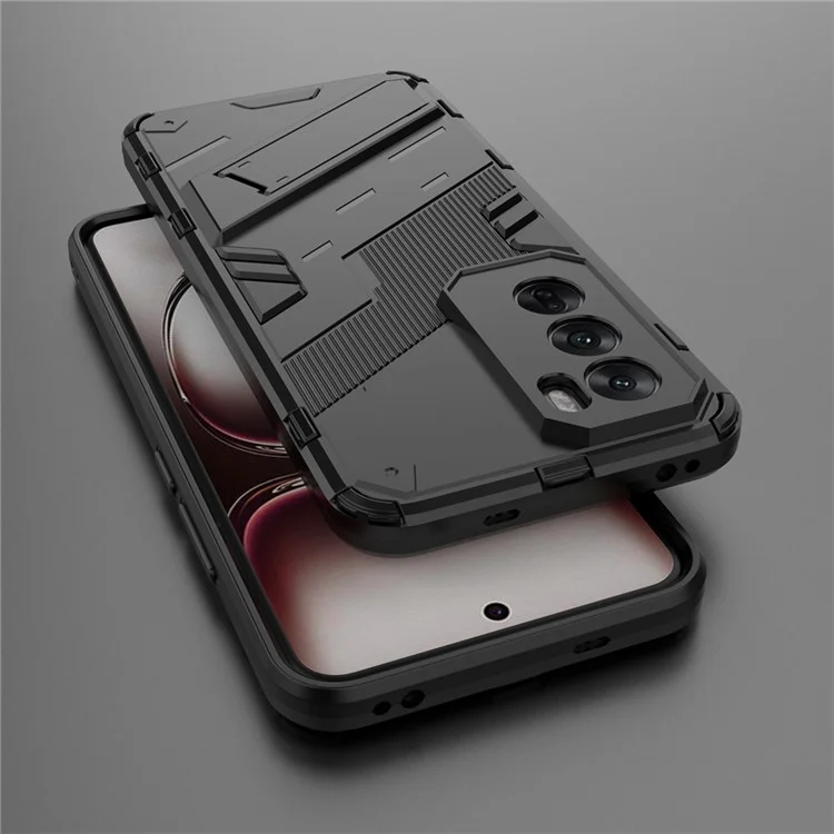 Для Oppo Reno12 Pro 5G (Global) Чехол с подставкой Гибридный жесткий ПК Мягкий TPU Чехол для телефона - Черный