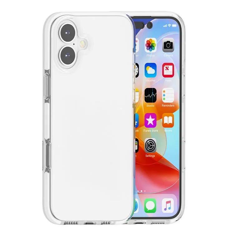 For iPhone 16 Case Shockproof TPU+TPE Transparent Back Phone Cover - White