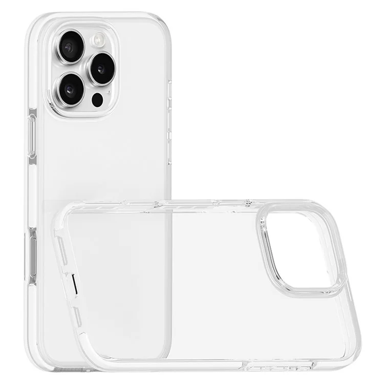 For iPhone 16 Pro Max Case TPU+TPE Transparent Protective Phone Cover - White